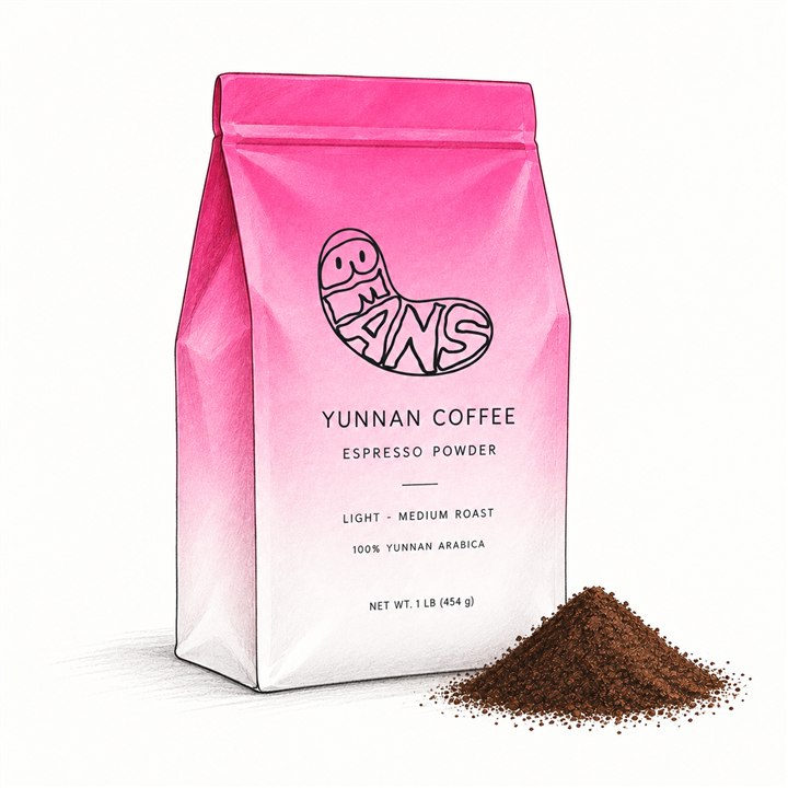 Bag of light-medium roast Yunnan coffee, 1 lb