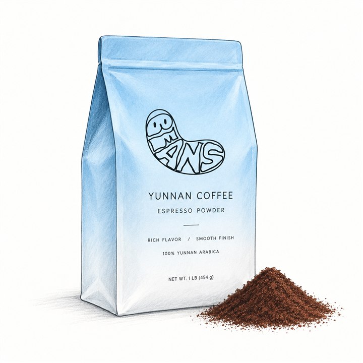 Bag of medium-dark roast Yunnan coffee, 1 lb
